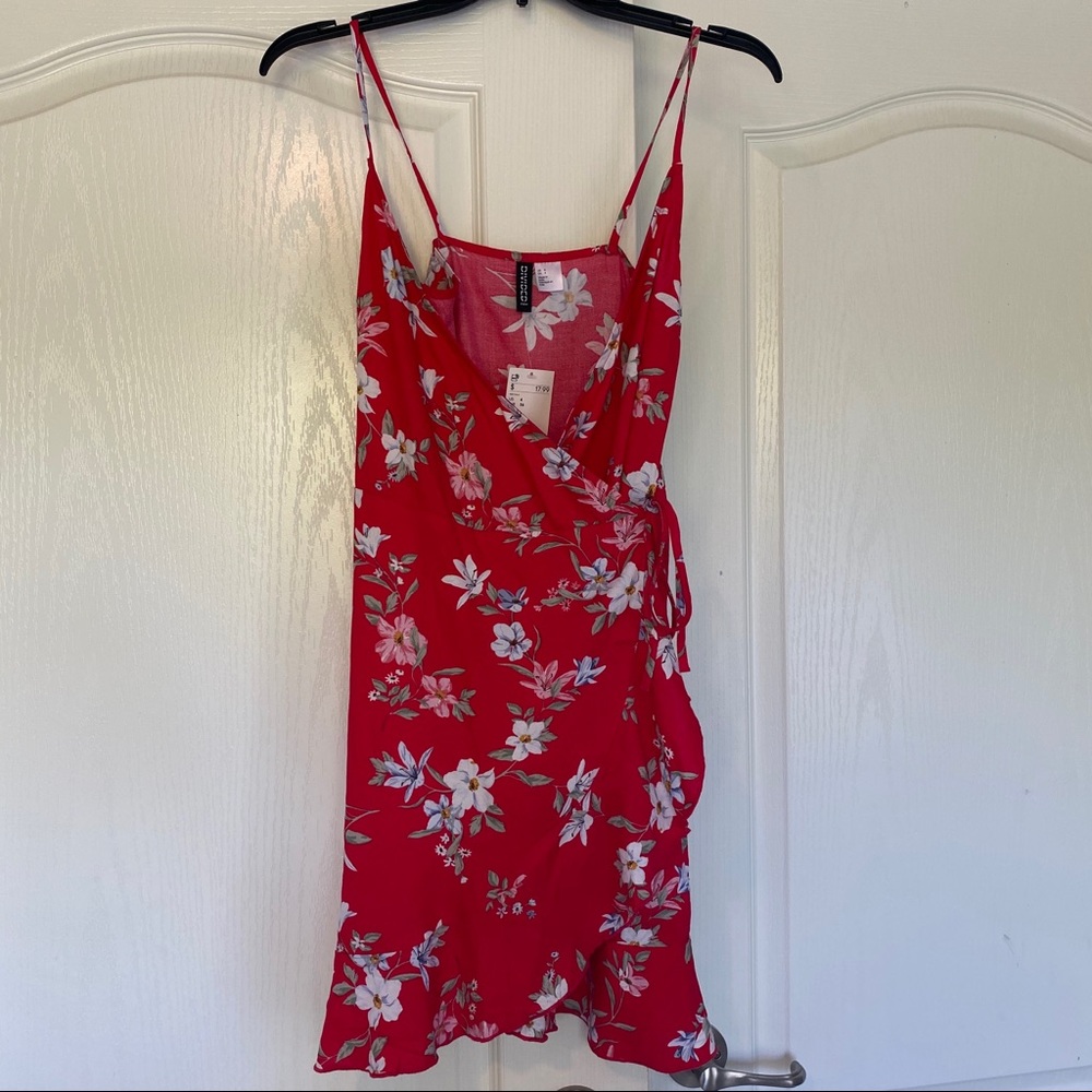 Red wrap dress